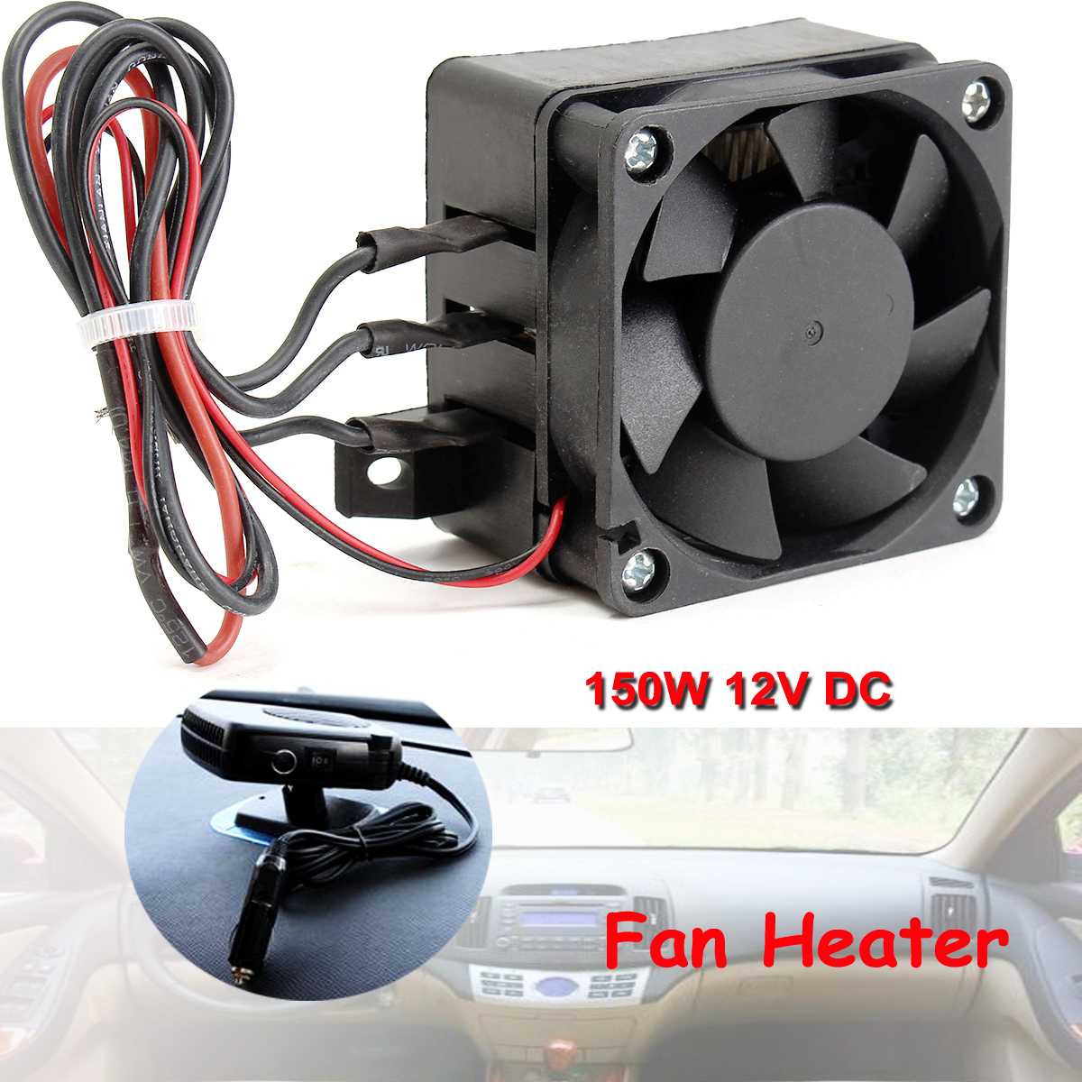 150W Dc 12V Ptc Fan Heater Constante Temperatuur Incubator Met Aansluitkabel Voor Ruimte Convectie Verwarming