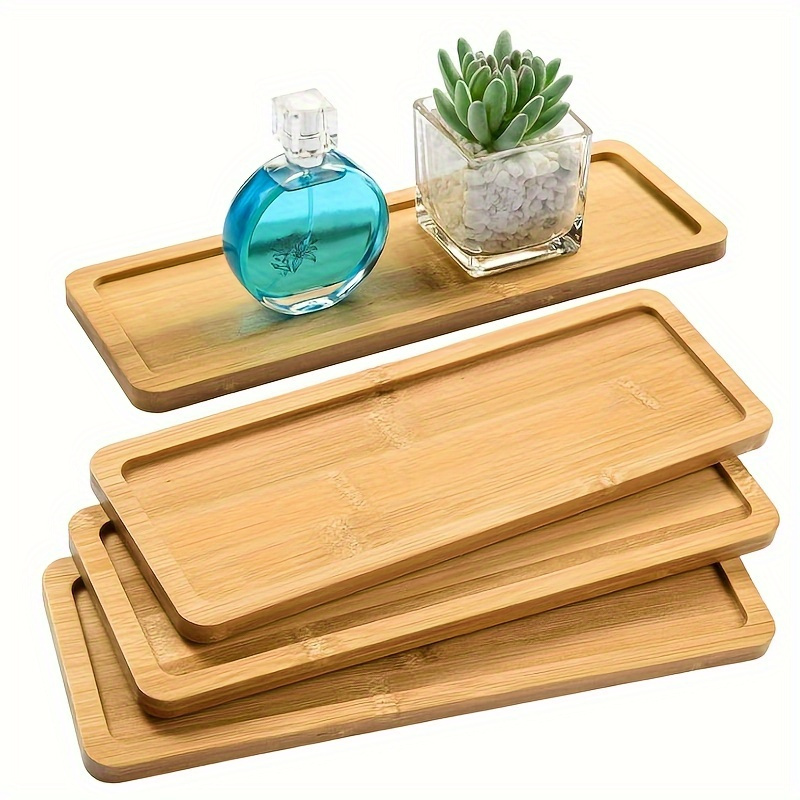 Plateau de vanité en bambou 1 pièce, accessoires de salle de bains rectangulaires en bois, organisateur de réservoir de toilette
