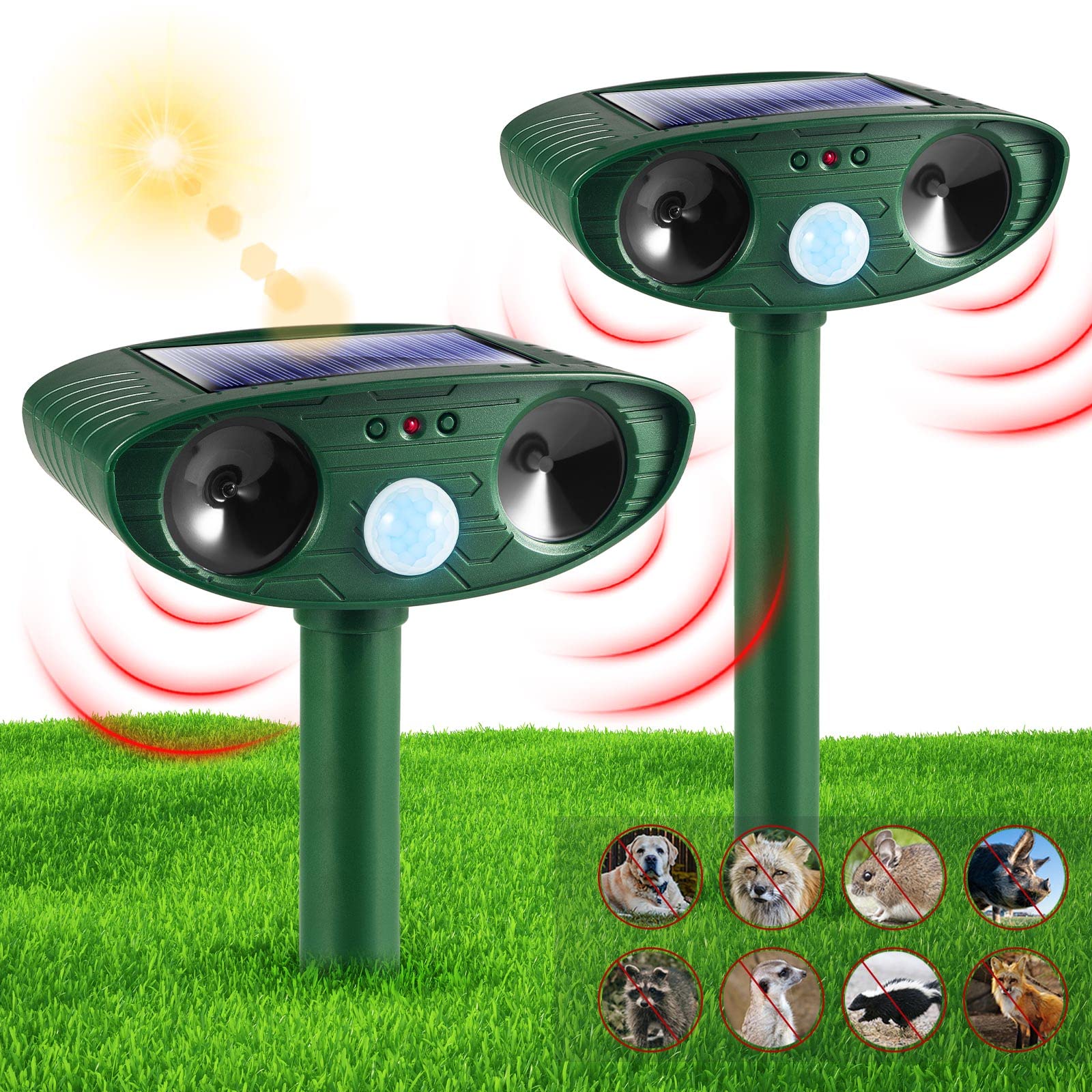 1pc Ultrasonic Animal Repellant Cat Dog Repellant Solar Powered Rechargeable Garden Waterproof Animal Deterrent For Farm Yard: Default Title