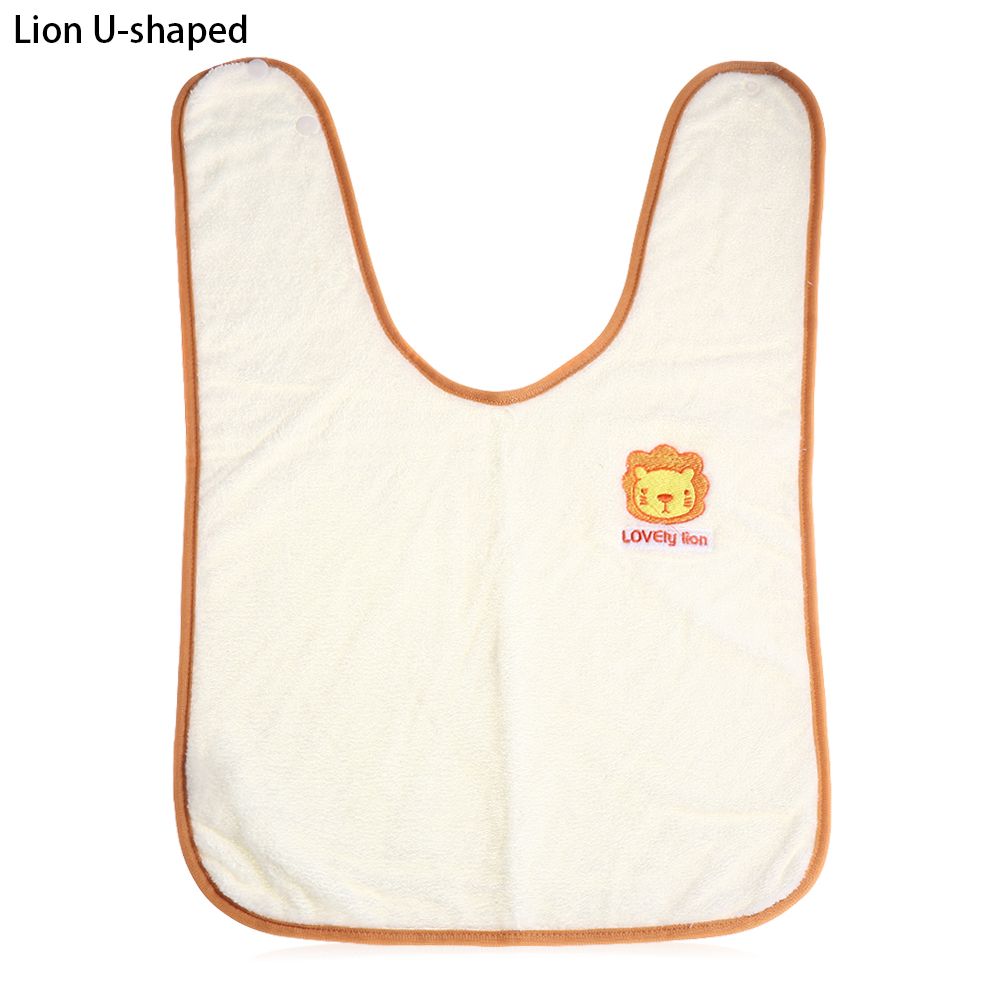 Scarf Bandana Cartoon Embroidery Double Sided Thicken Portable Baby Stuff Baby Bibs Newborns Burp Cloths Wash Towel: Lion U-shaped