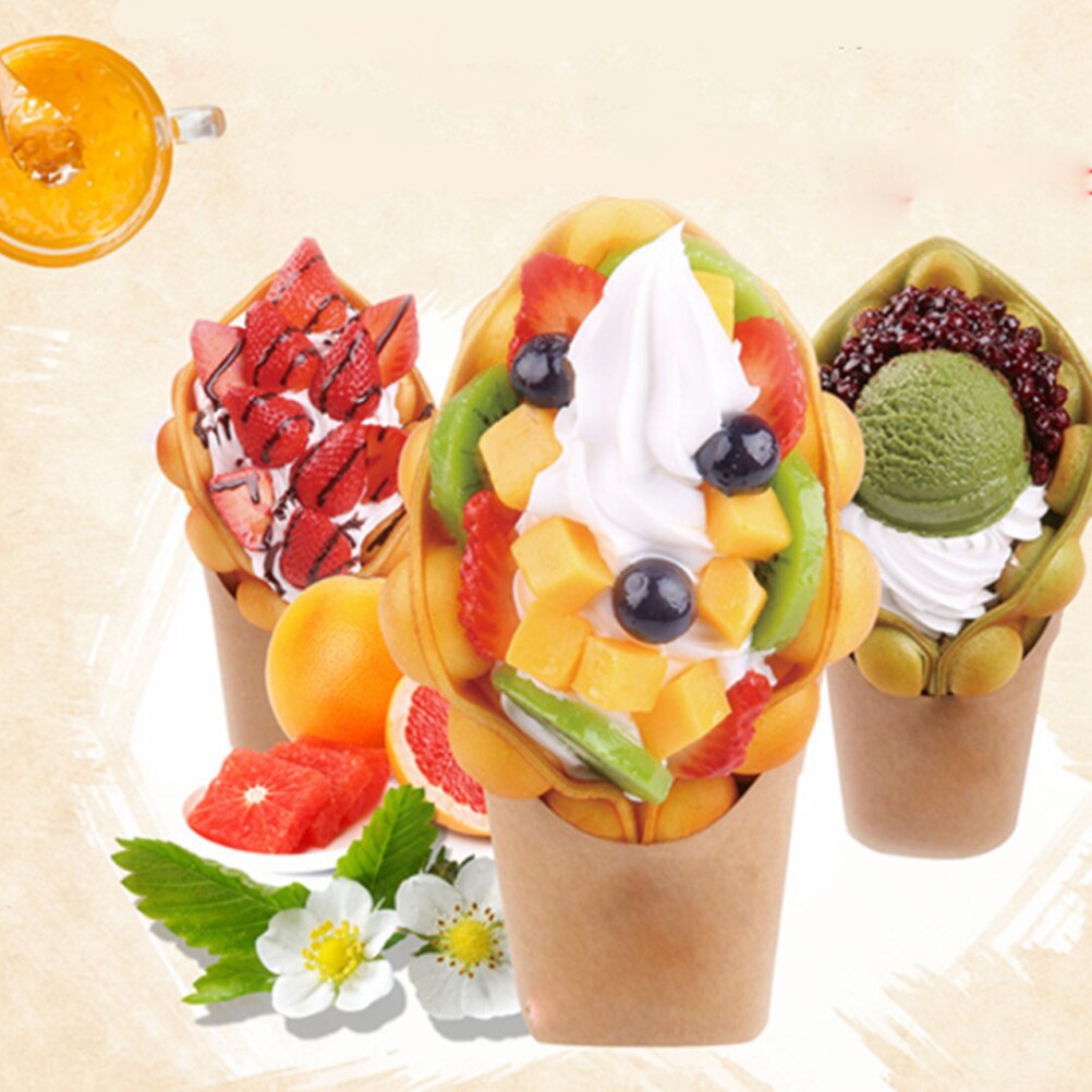 100pcs Kraft Paper Cup Holder Dipping Cups Disposable Take-out for Ice Cream Fries