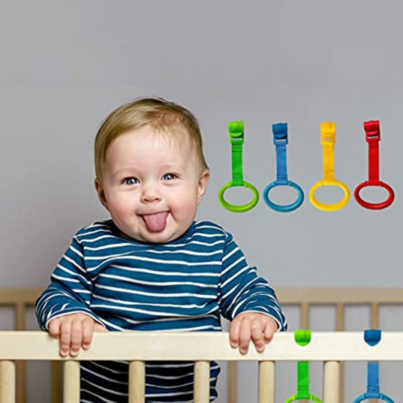 4 stk/parti ring til kravlegård baby krybbe kroge generel brug kroge baby legetøj senge ringe kroge universal ring hjælpe baby stativ