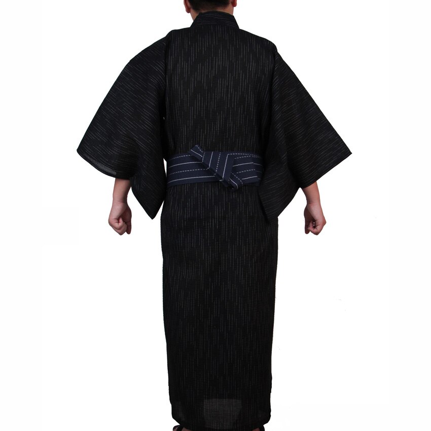 Männer Japanischen Samurai kostüme Kimono Jinbei Hause Tragen Lose Baumwolle Schwarz Yukata Traditionelle Kleidung Pyjamas Nachthemd Robe