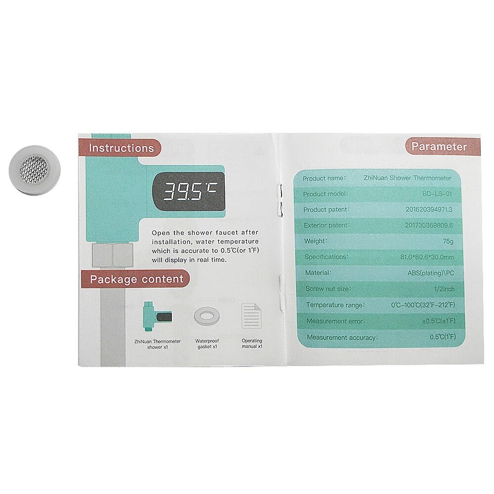 LED Digital Shower Thermometer Battery Free Real Time Flow Thermometer Bathing Water Electricity Water Temperture Meter Monitor