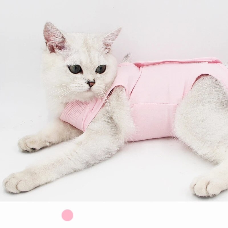 Ropa para mascotas, chaleco suave Anti lamer para gato, Camiseta de algodón para mascotas, chaleco elástico para cachorro, camisa para gatito: Pink / S