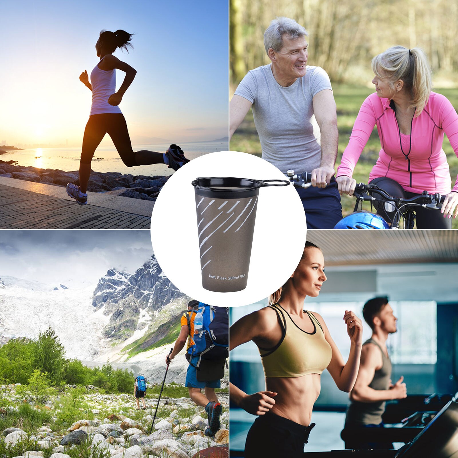 Opvouwbare Herbruikbare Ras Cups 200Ml/7Oz Zachte Inklapbare Drinkbeker Tpu Materiaal Bpa Pvc Gratis Voor Wandelen fietsen Running