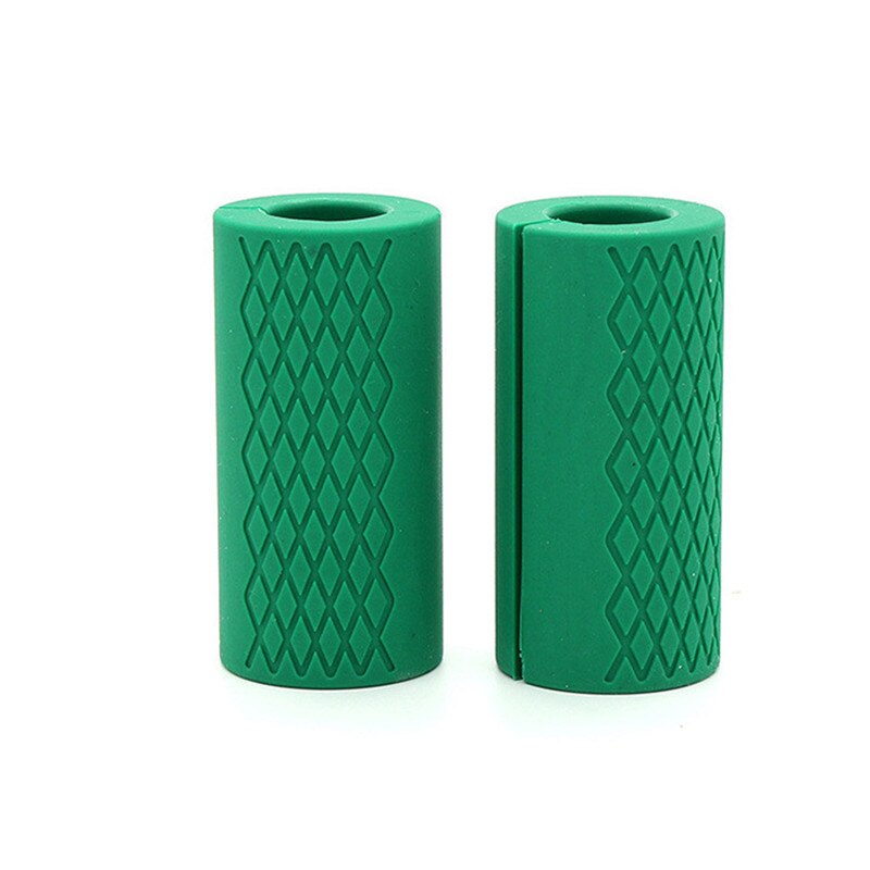 Weightlifting Barbell Grip Fitness Thick Dumbbell Bar Handle Pull Up Support Silicon Anti-Slip Protect Pad For Body Building Men: Green( 1 Pair ) / 12.5cmX2.5cm