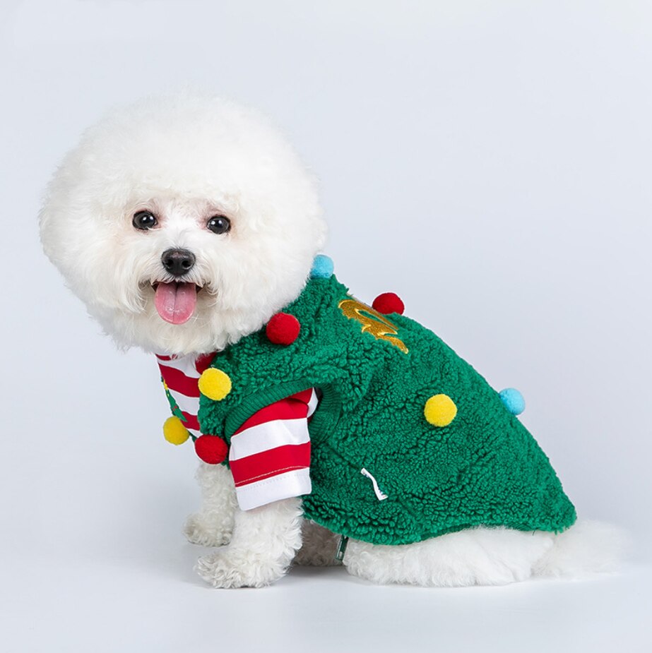 Vêtements de noël pour animaux de compagnie, gilet boule d&#39;agneau, thème de noël, pour chien et chat