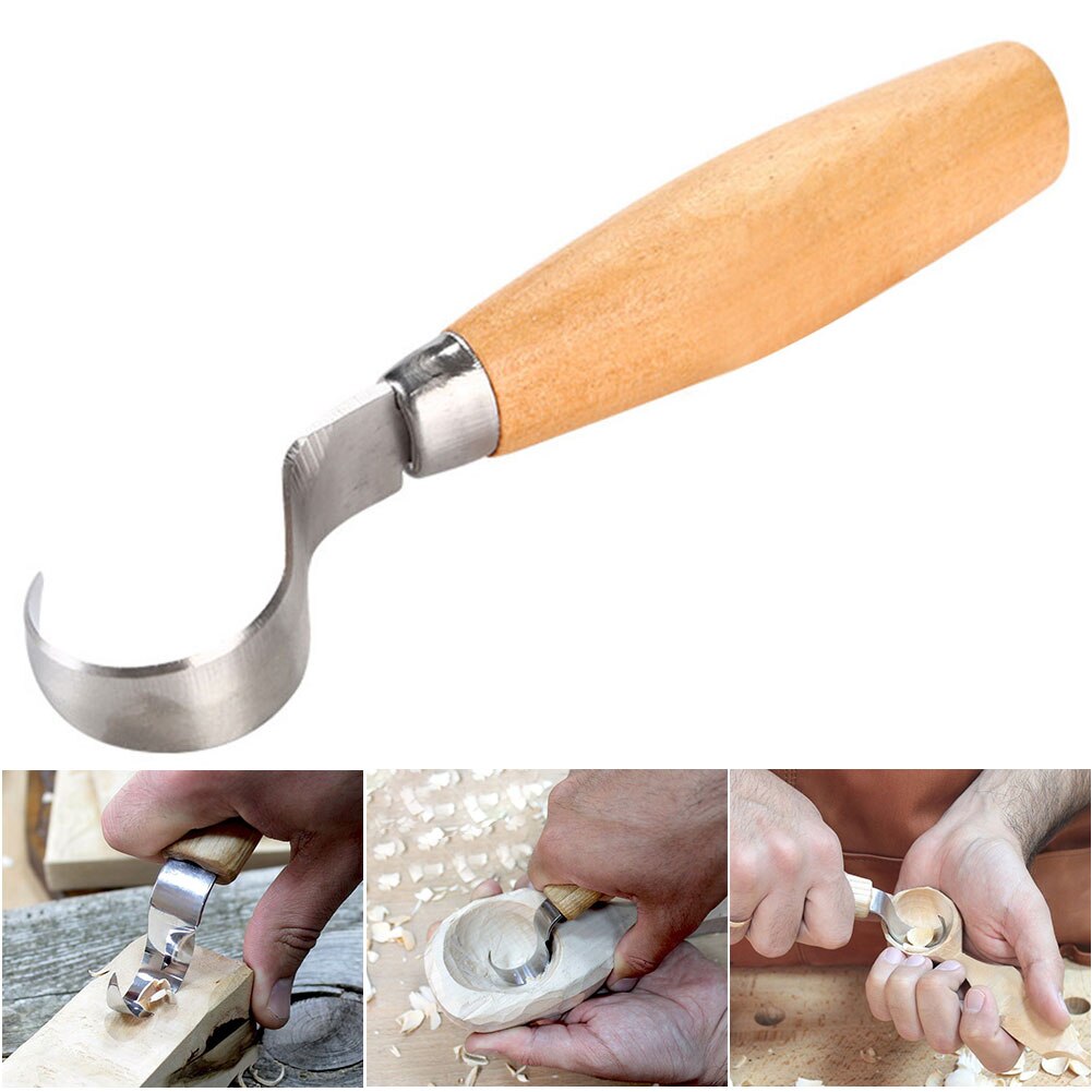 Beginners Haak Mes Lepel Duurzaam Rvs Carving Gereedschap Hand Beitel Scheve Diy Professionele Houtbewerking Sculpturale