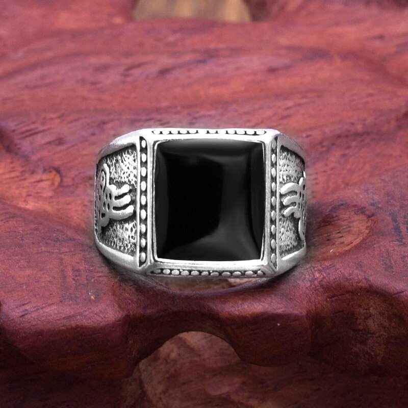 Anel de gotejamento de óleo quadrado preto vintage anéis de casamento masculino liga acessórios de jóias