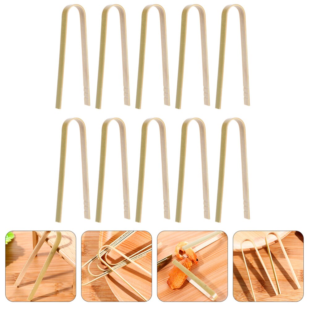 10 Stuks Bamboe Broodrooster Tang Natuurlijke Bamboe Keuken Toast Tang Keuken Clip: Default Title