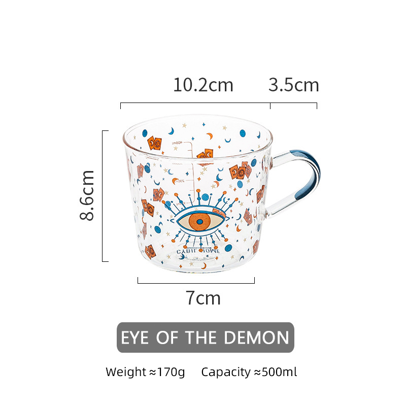 500ml Kreative Skala Glas Becher Frühstück Espresso Coffe Tasse Wein Gläser Haushalt Paar Wasser Tasse Sonnen Auge aufbringen Getränk