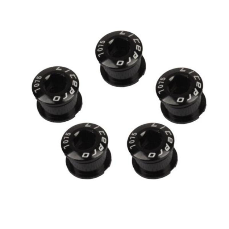 5PCS Single Chainring Bolts 7075 Aluminum Alloy M8 Crankset Single Chainwheel Bolts & Nuts Disc Screws For Road Bike MTB: 01 Black