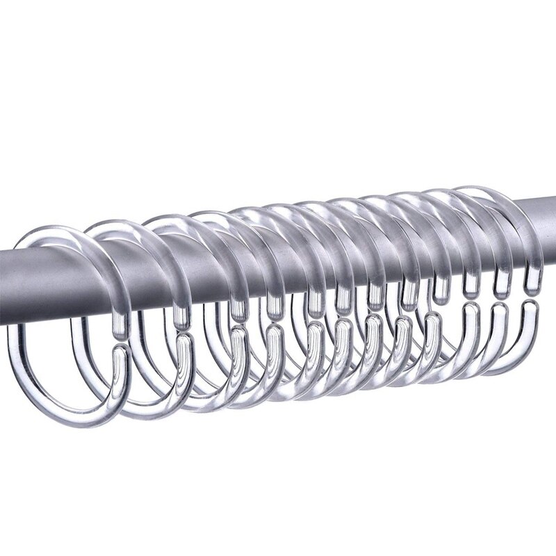 30 Pack Shower Curtain Rings Curtain C Rings Hook Hanger Bath Drape Loop Clip Glide (Clear)