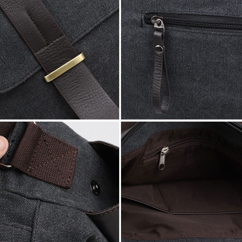 Scione männer Leinwand Messenger Taschen Vintage PU Leder Büro Aktentasche Reise Schule Teenager Schulranzen Schulter Tasche