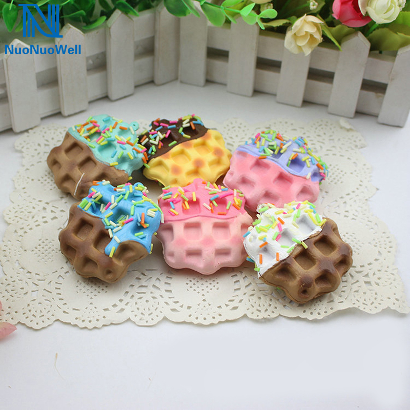 NuoNuoWell, paquete de 10 piezas, 6x6 cm, Squishy de elevación lenta, modelo de comida, Pastel de galletas artificiales, espuma de PU, DIY, cocina, postre, tipo mixto