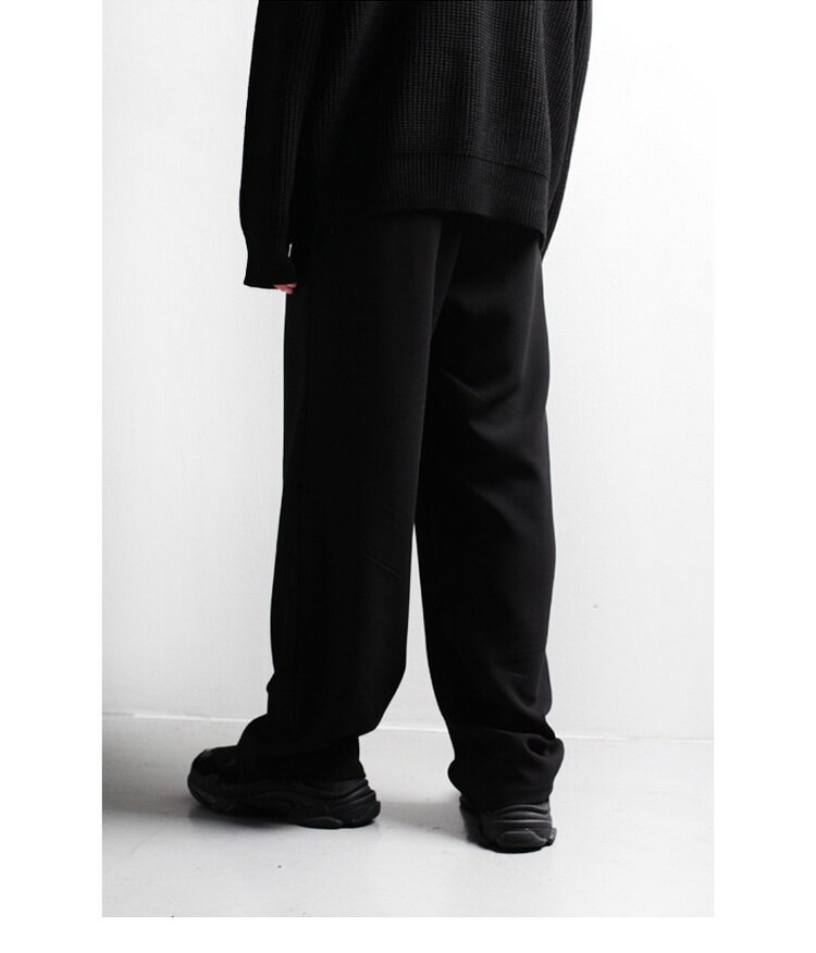 Pendurar para baixo coreano preto solto tubo reto rendas até a cintura perna larga calças casuais calças masculinas