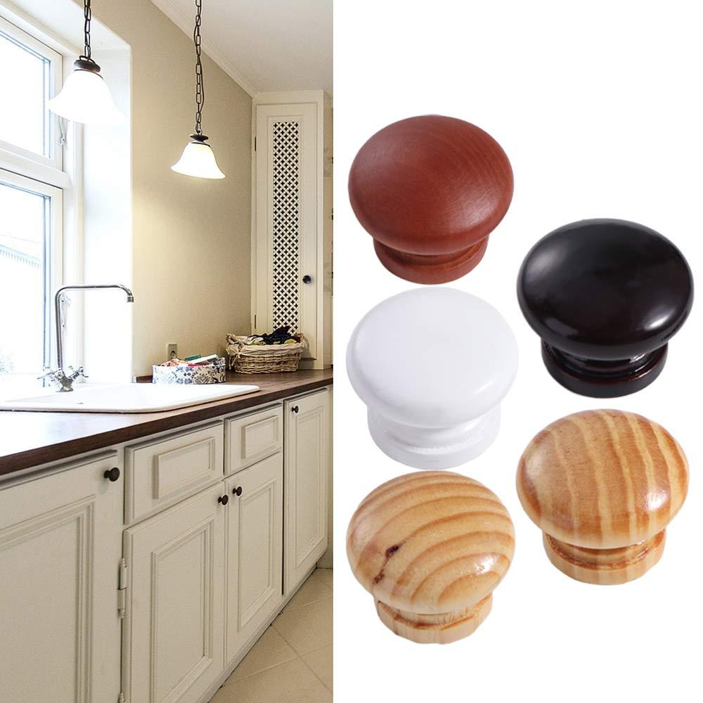 Polished Finish Circular Drawer Handles Rust-Resistant Easy-Grip Walnut Wood Cabinet Knobs Wear Resistance