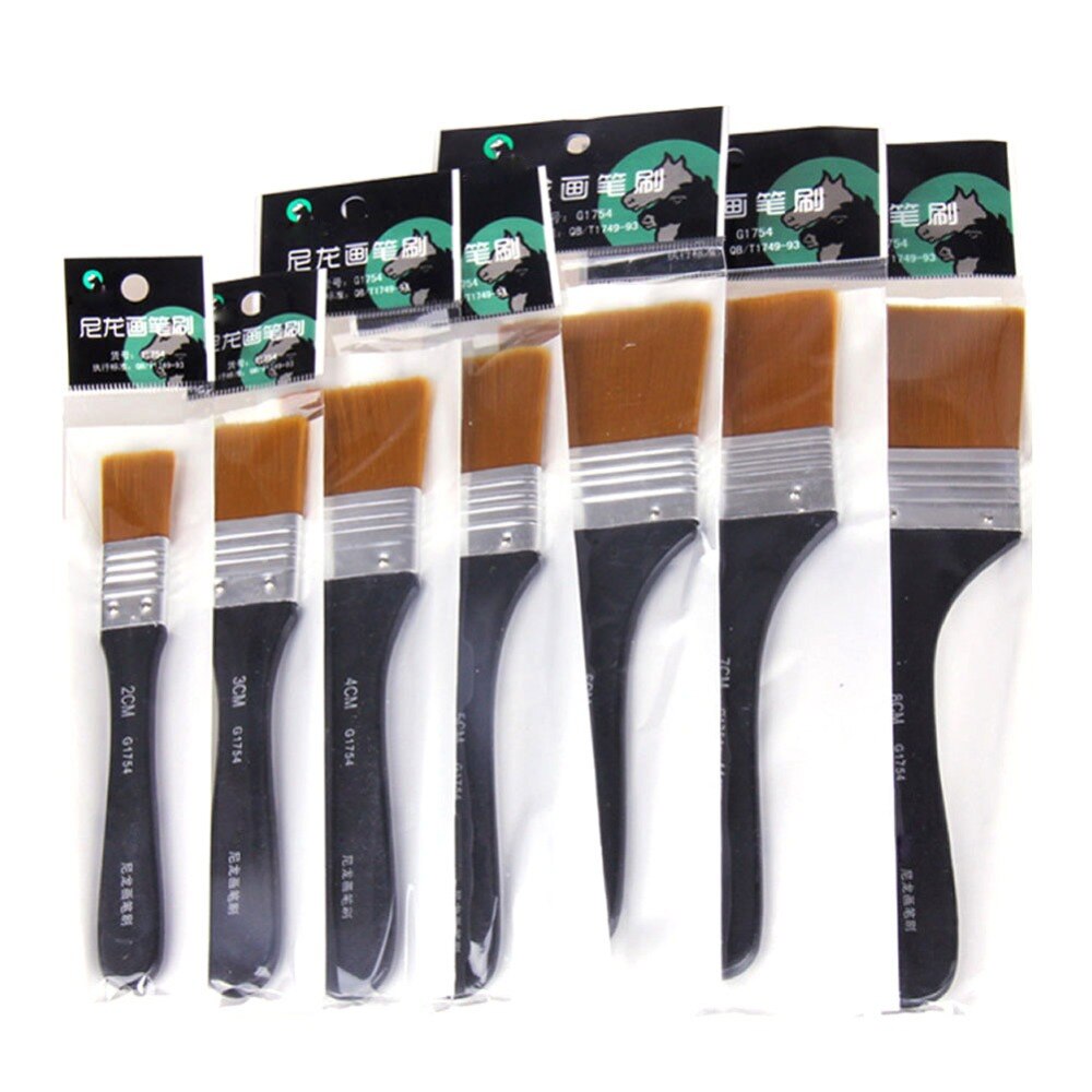Pincel de nailon para artista, pincel plano para pintar al óleo, acuarela, pintura, 7 modelos, 1 unidad