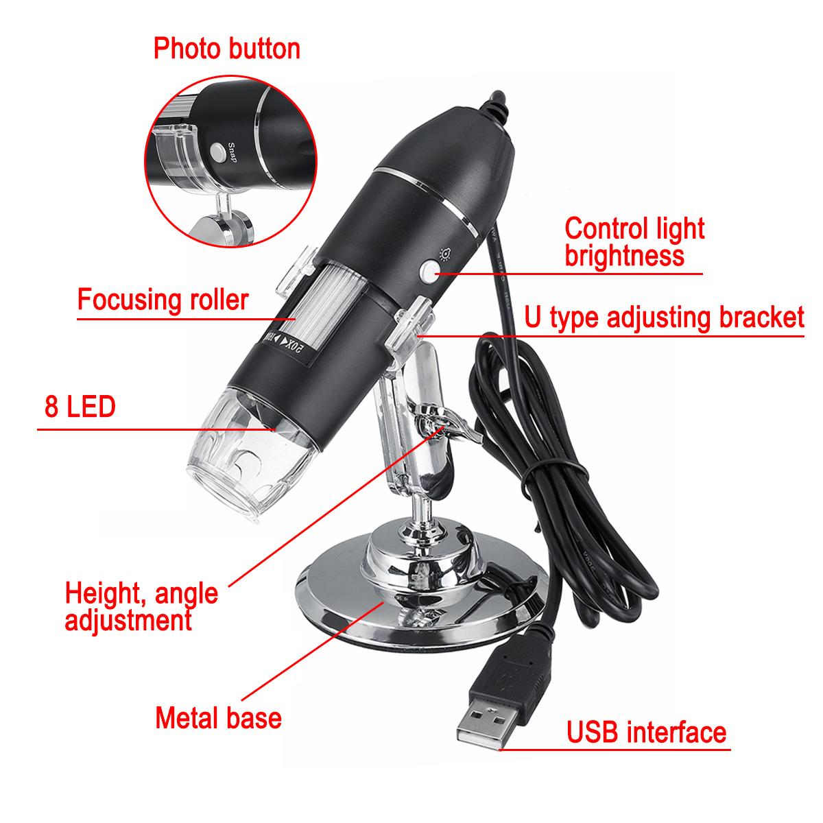 3 in 1 digital usb type-c mikro usb mikroskop forstørrelses kamera 8 led stativ til android digitalt mikroskop 500x 1000x 1600x