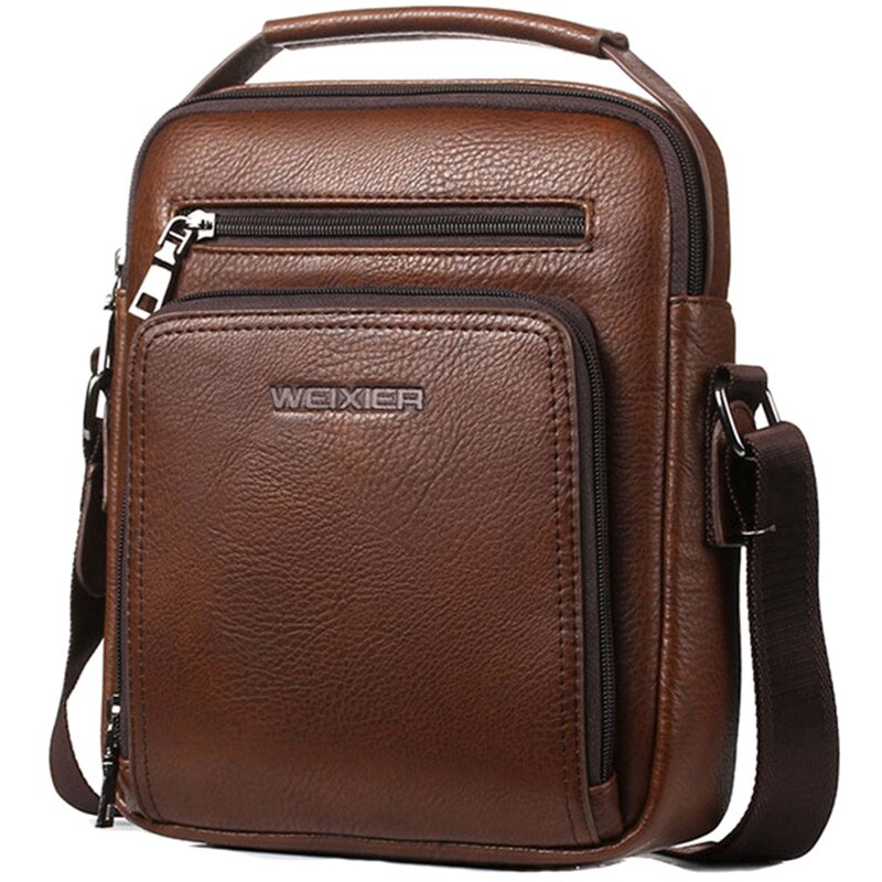 Weixier Casual Mannen Crossbody Tassen Pu Lederen Messenger Bag Mannen Handtas Top Mannelijke Schoudertassen: Brown