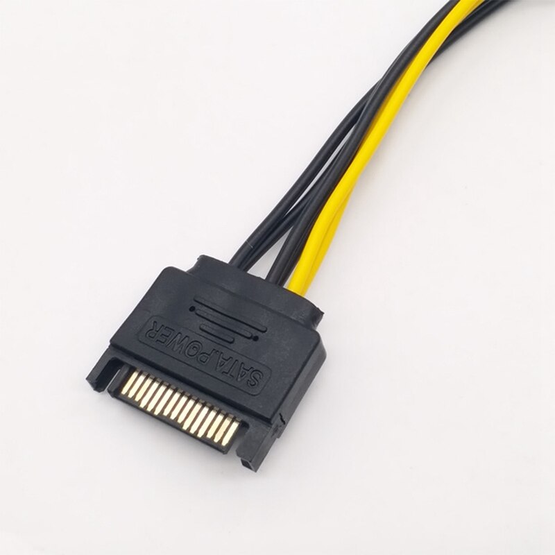 5PCS 15Pin SATA Male to 8Pin(6+2) PCI-E Power Supply Cable 20cm SATA Cable 15-Pin to 8 Pin 18AWG Wire for Graphic Card