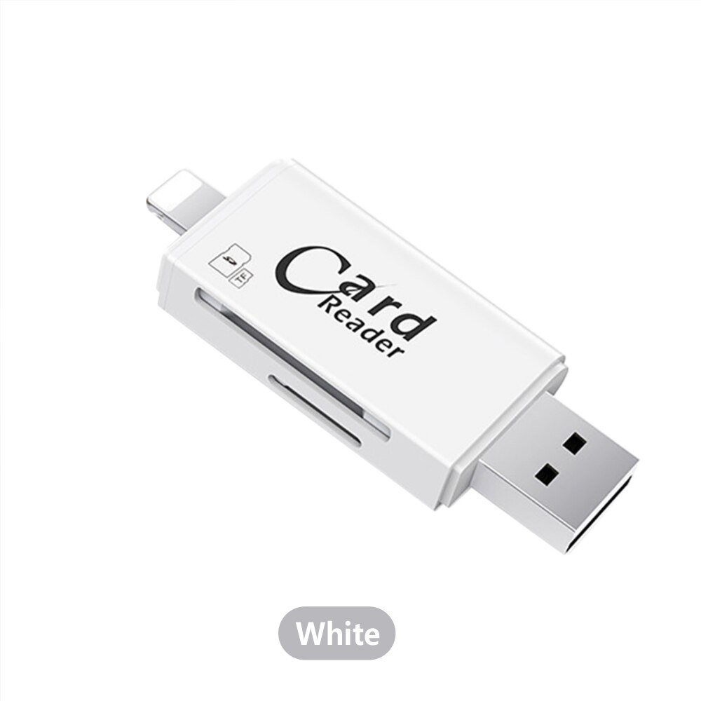3 in 1 kortlæser sd tf kortlæser & micro sd kort adapter til computer iphone ipad android mac, mikro usb 3.0: Hvid
