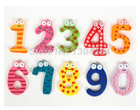 10 unids/set Número de madera 0-9 preciosa nevera juguete de imanes para los niños de los niños