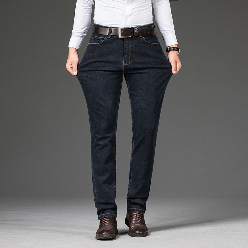Pantalones vaqueros informales de talla grande 42 44 46 a la para hombre, pantalones vaqueros clásicos de negocios rectos elásticos, pantalones de primavera y otoño de masculina