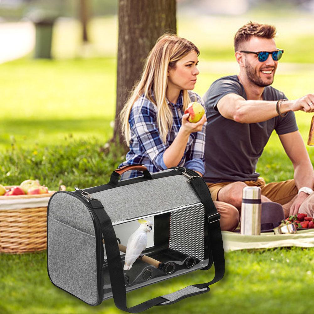 Transportín de viaje para pájaros transparente, portátil, loro jaula para pájaros, mochila de mano con doble cremallera, de Estuche de transporte para pájaros