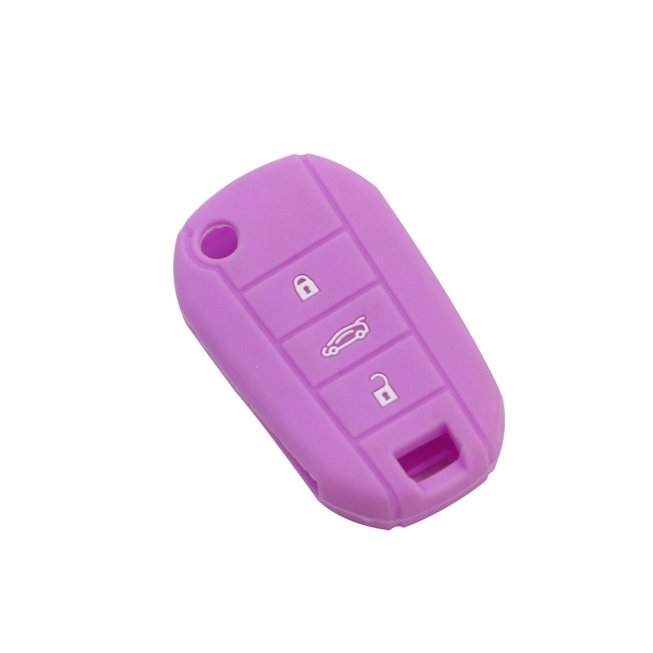 Carmilla 3- knops siliconen autosleutel beschermhoesje voor peugeot accessoires: Paars