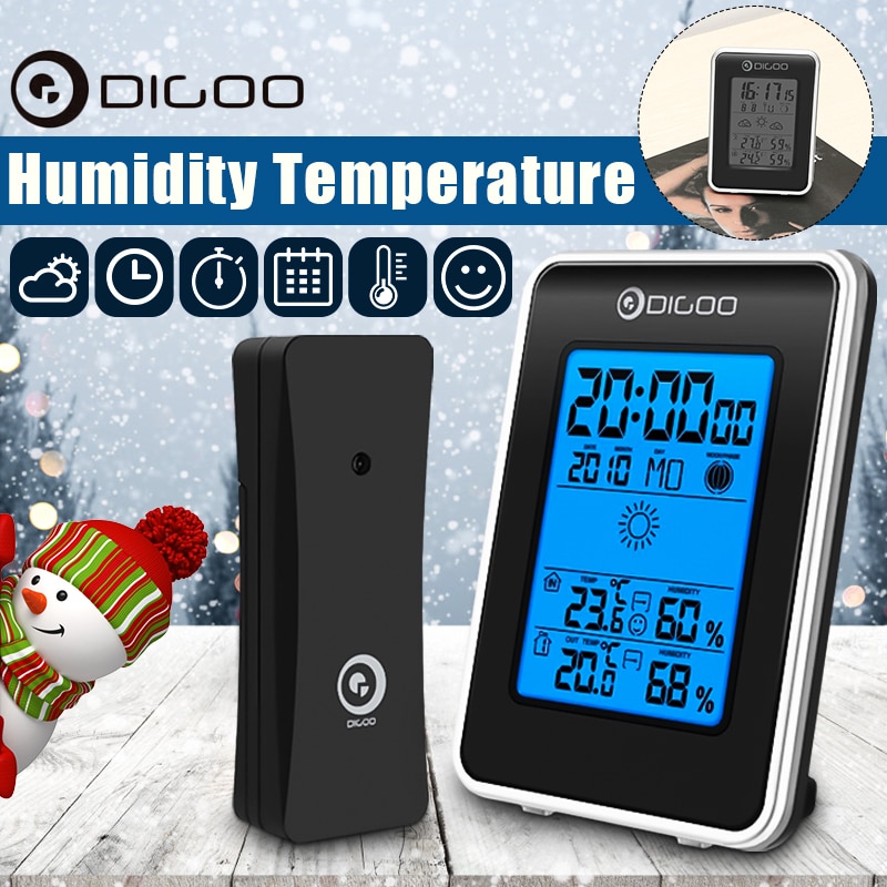 Digoo DG-TH1981 Station météo numérique LCD hygromètre thermomètre mètre sans fil intérieur extérieur prévision capteur horloge rétro-éclairage
