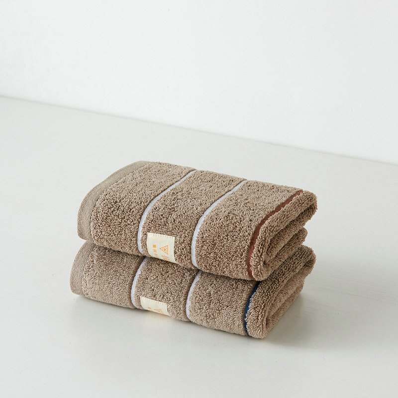 Face Towel Bathroom Super Absorbent Luxury Soft Cotton Anti-Microbial Towels Hand Towel 33x73cm Stripe Style 100% Cotton MJ-1090: Brown
