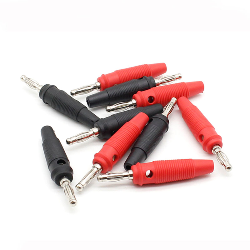 10Pcs/lot Red and Black 4mm Solderless Side Stackable Banana Plug Connector For Musical Speaker Video Audio DIY Connector U27