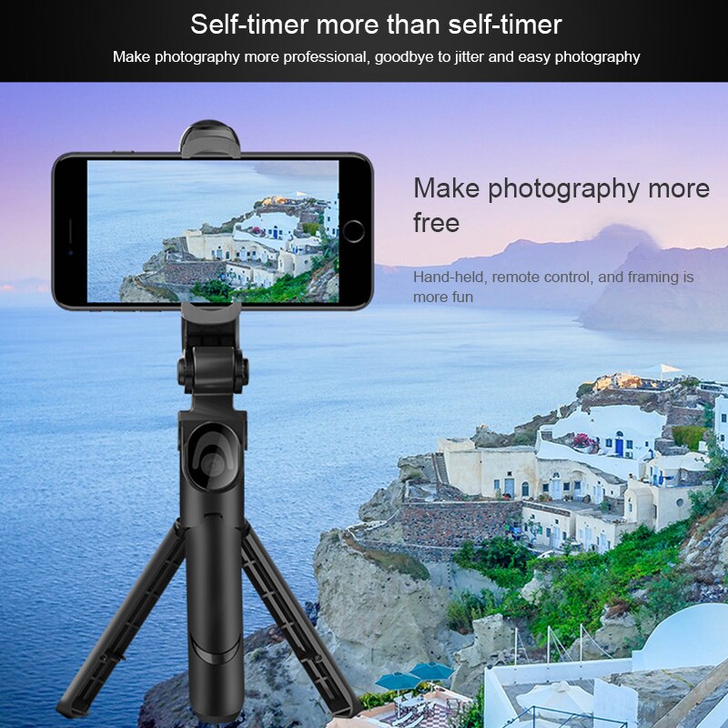 Bluetooth kontrol selfie stick stativ 360 ° controller fjernbetjening fotografi selfie stativ artefakt stang foldbar til alle mobil telefoner