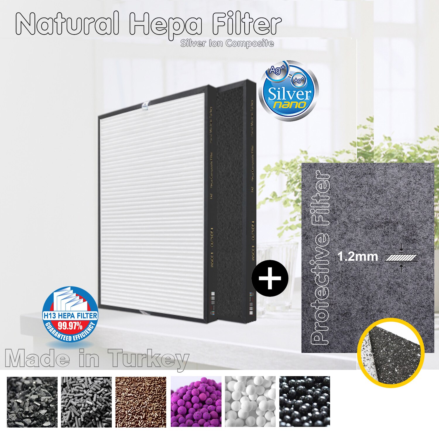Aiibot – purificateur d'air 412x282x45mm, 55 m2, filtre et protecteur en Composite carbone, Compatible Hepa