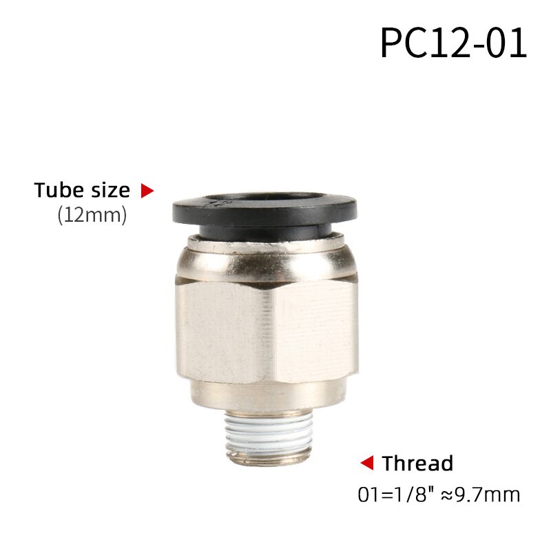 1PCS Pneumatic Quick Connector PC 4MM-12mm Hose Tube Air Fitting 1/4" 1/8" 3/8" 1/2"BSPT Male Thread Pipe Coupler: PC12-01
