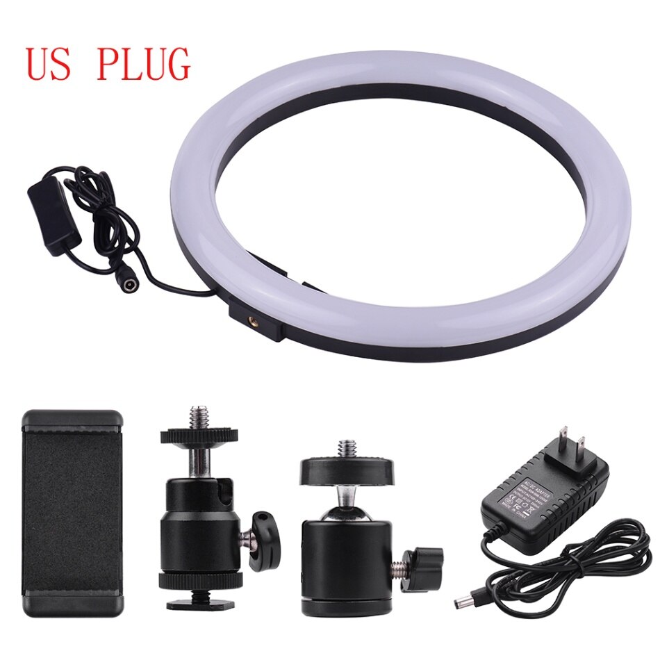 2700-5500K Dimmable Ring Light 30 cm/12 pulgadas fotografía exterior LED Selfie Ring luz con soporte de teléfono para Video Live Studio: Black