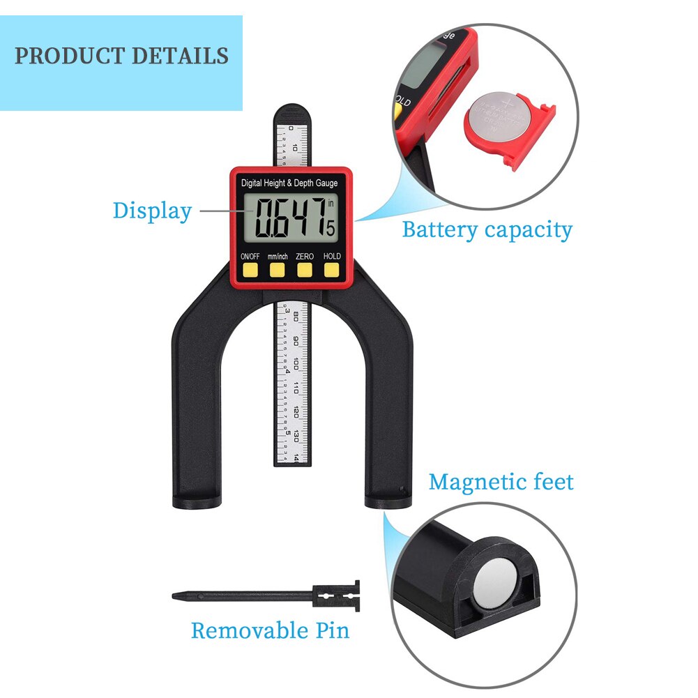 Digital 80mm Depth Gauge Woodworking 2 In 1 Height Measurement Tool for Setting Rebates Grooves Woodworking Measuring Tools