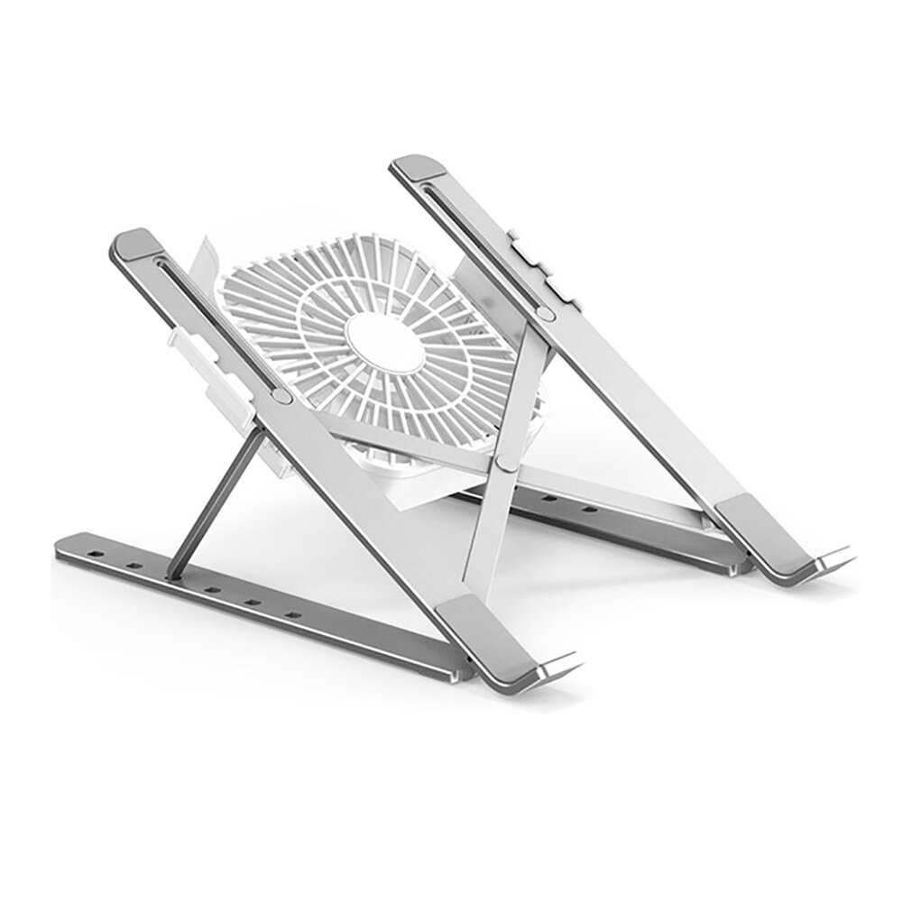 Portable Laptop Stand With Cooling Fan Foldable Stand Adjustable Aluminum Alloy Notebook Holder For MacBook: Silver