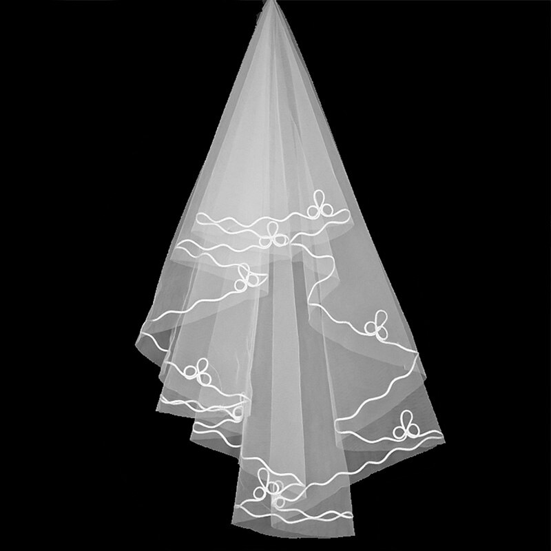 Schwarz Weiß Spitze Braut Schleier mit Kamm Zwei Schicht Elegante Jahrgang Hochzeit Schleier für Braut Cosplay Kostüm Haar Zubehör: B-1