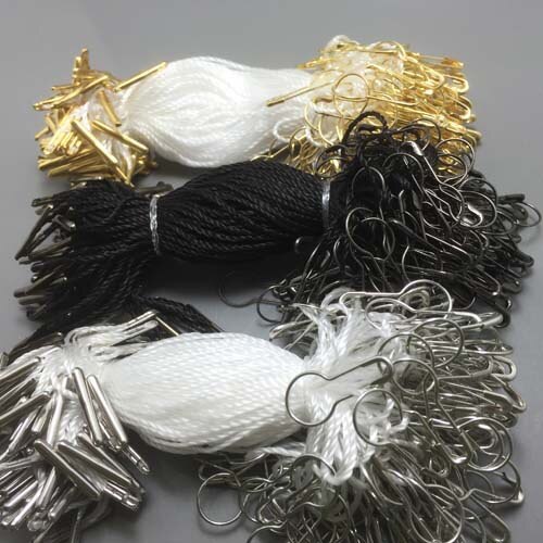 Fashionable Metal Pin Hangtag String Loop Plastic Hang Tag Cord For Garment