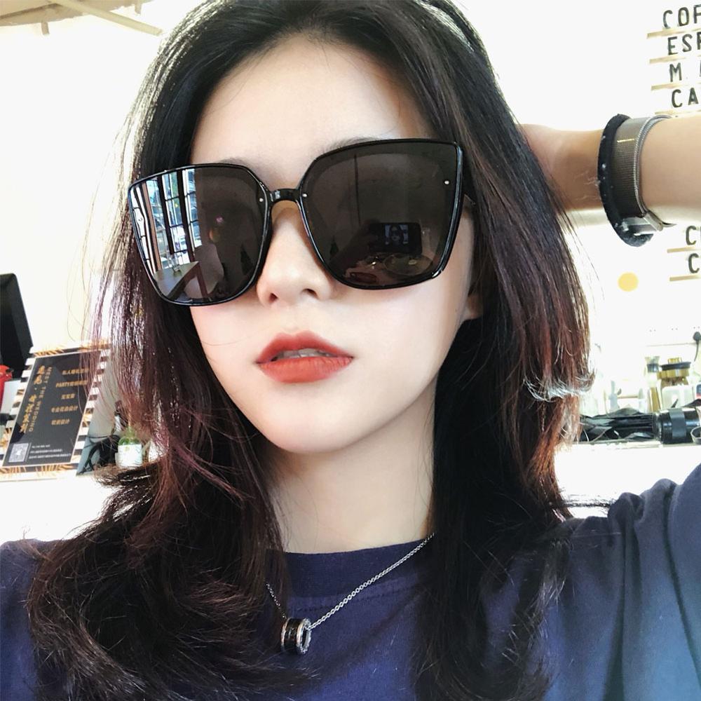 Kvinder fashionable retro alsidige solbriller stor ramme tynd ansigt solbrille