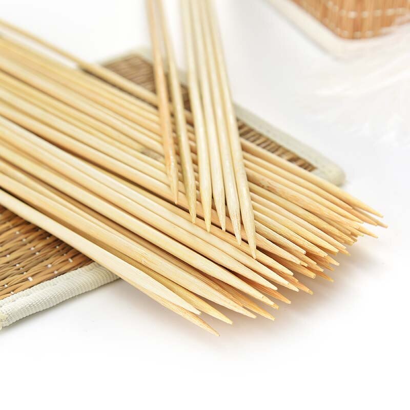 100 Stuks 30Cm Dikke Barbecue Teken Bamboe Houten Spiesjes Sticks Bbq Teken Grillen Barbecue Gereedschap Tuin Outdoor Gegrilde Teken