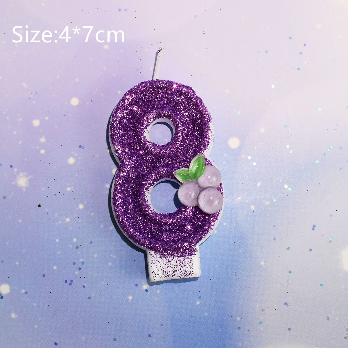 Happy Birthday Child Fruits Purple Grape Candles For Girl Number 0-9 Cake Topper Wedding Decoration Anniversary Party Supplies: 8 Pink