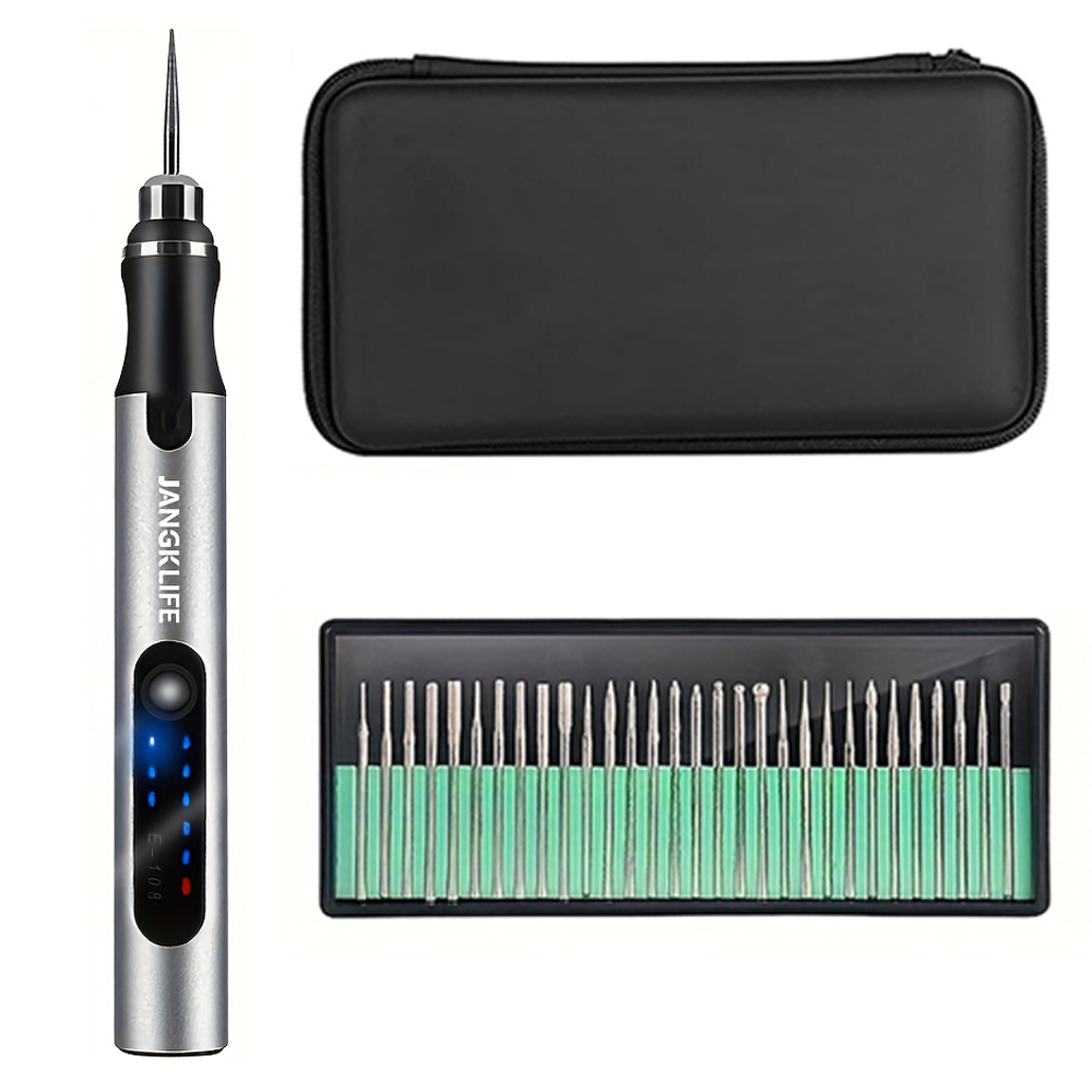 USB Cordless Rotary Tool Kit Woodworking Engraving Pen DIY For Jewelry Metal Glass Mini Wireless Drill: Orange/Black