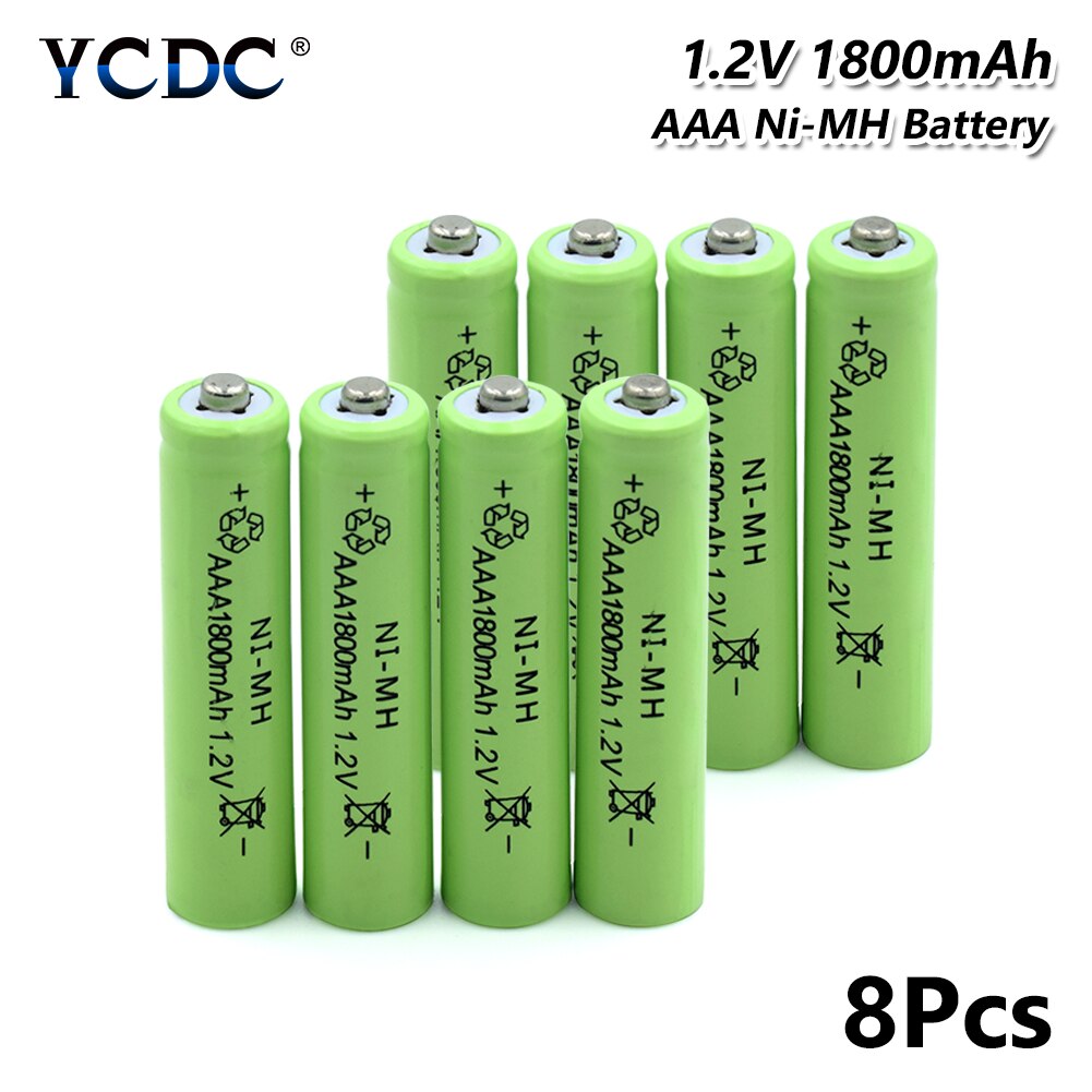 4/8/12/16/20 Stuks Oplaadbare 1.2V Green Aaa 1800Mah Ni-Mh Batterijen 3A Aaa Nimh batterij Vervanging Cellen Met Bateria Case: 8 pieces