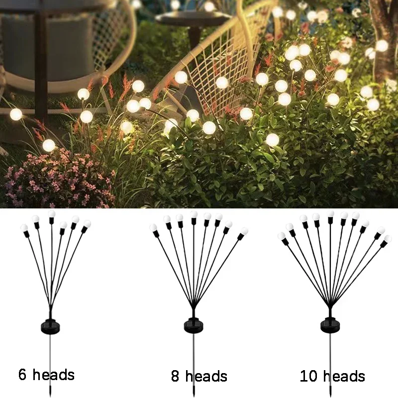 Outdoor Solar Lights LED Fairy Firefly Lawn Lamp Garden Summer Camping Party Wedding Yard Atmosphere Decoration