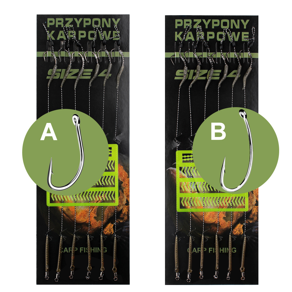 FTK 18,5 cm 6-8 Uds anzuelos de pesca de carpa líder aparejos de pelo con línea 30-60LB 2/4/6/8 # Accesorios para anzuelos de carpa del grupo alimentador europeo