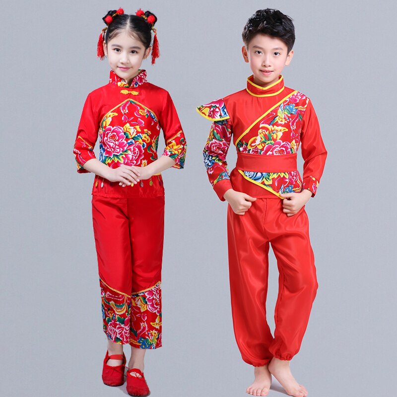 Chinese Folk Dancing Costume Girls Yangko Clothes Modern Drum Dance Performance Wear Fan Dance Outfits Year Hanfu Suit